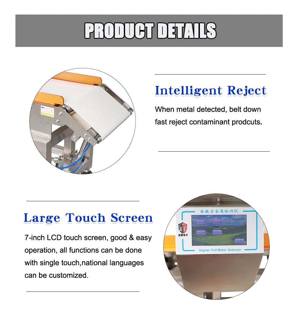 High Sensitivity Bakery Products Touch Screen Conveyor Belt Metal Detector