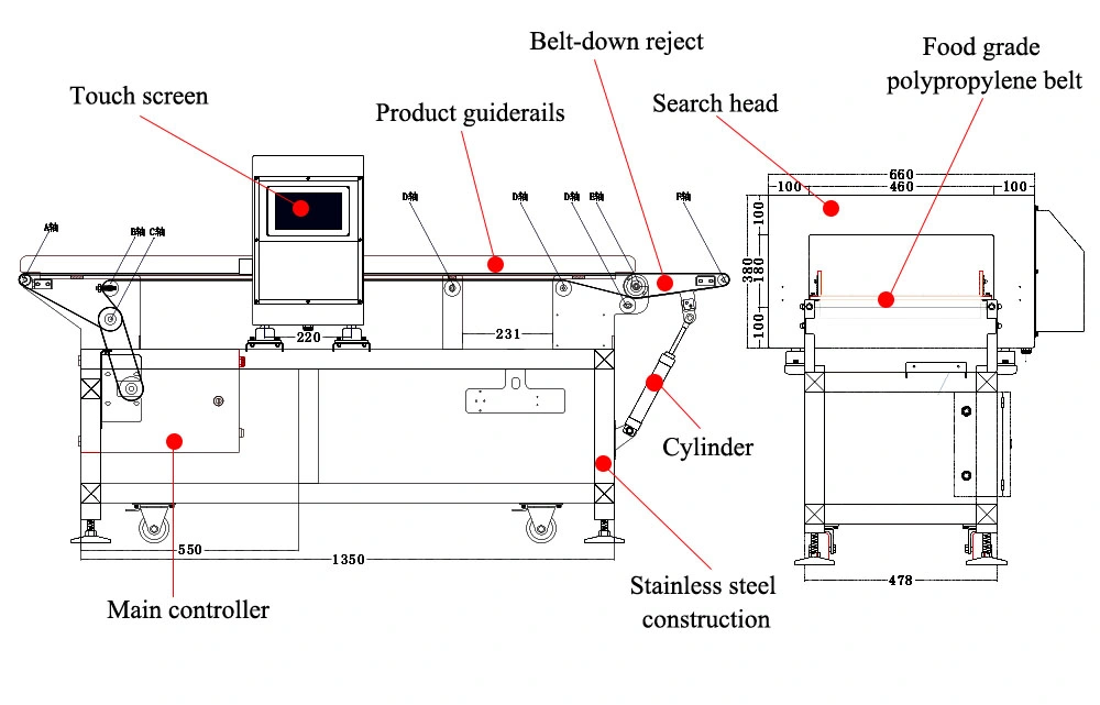 High Sensitivity Bakery Products Touch Screen Conveyor Belt Metal Detector