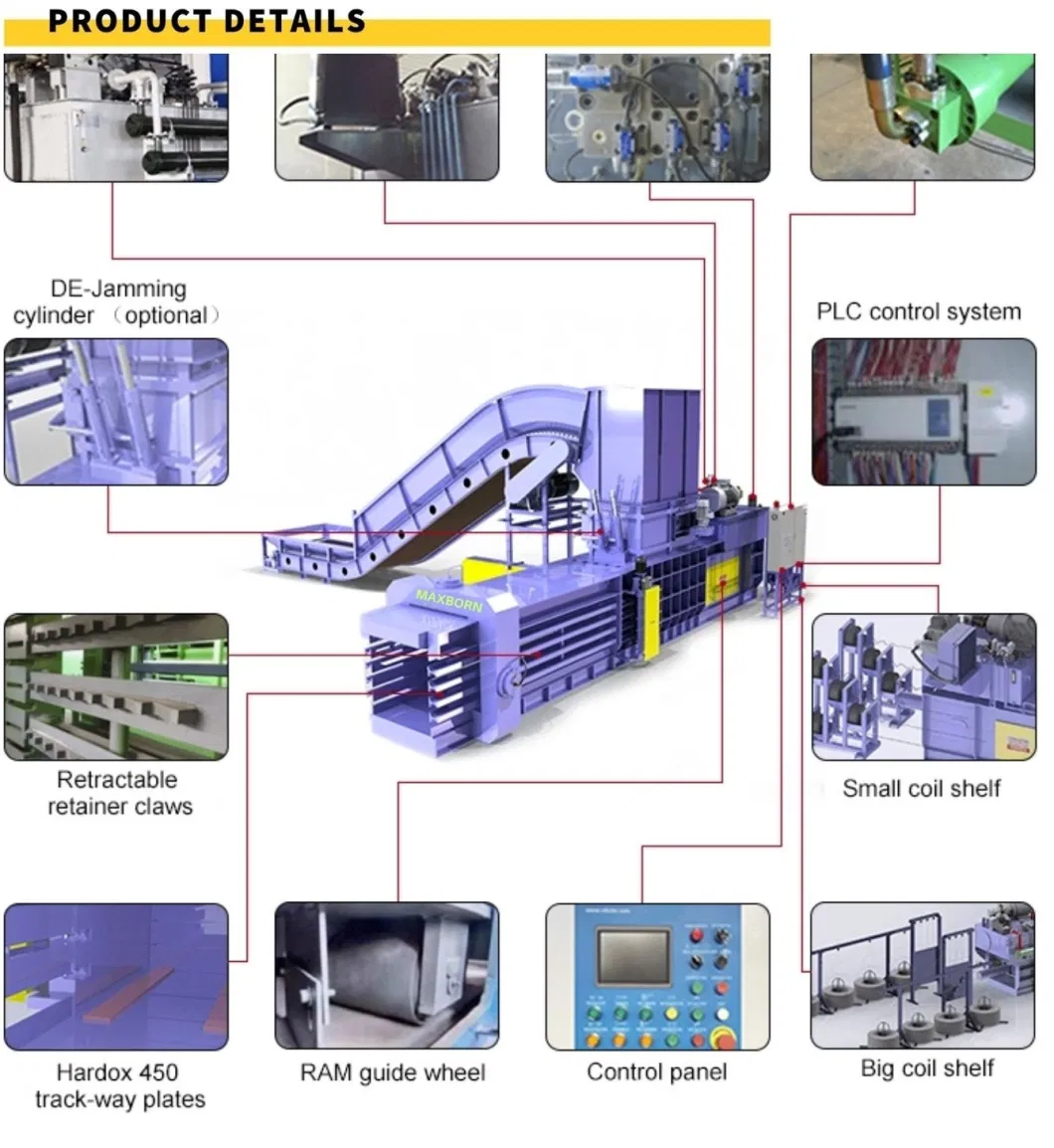 CE Certified Factory Supply Horizontal Hydraulic Carton Baling Recycling Tin Can Bundles Press Machine